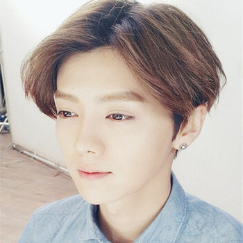 奥丝儿男款帅气假发中分刘海男士短直发学生蓬松逼真微卷假发套 奶奶