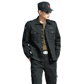 作训服套装 黑色军装套装男士加厚迷彩服作训服套装 黑色 165