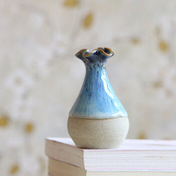 景德镇陶瓷器创意手工陶泥小花瓶迷你水培摆件花器花插简约装饰品绿叶