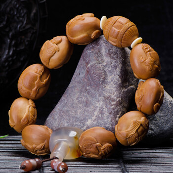 橄榄核手串 手工精雕十八罗汉 南工苏工 陈爱玉刻