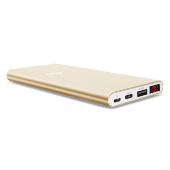 爱国者（aigo）10000毫安充电宝移动电源N1 屏显 聚合物电芯 支持Type-c与Micro USB双输入金色