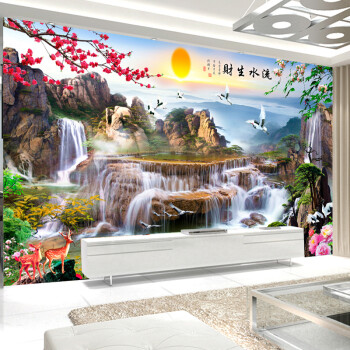 
                                        K-S十字绣流水生财迎客松新款客厅山水风景大画精准印花系列 11CT棉线印花1.5*0.65米                
