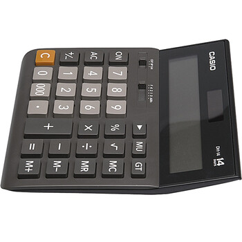 卡西欧（CASIO）DH-14-BK 中型无声款 14位大额计算 双电源 超宽计算器 黑色 专业计算系列