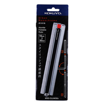 国誉（KOKUYO）都市印象学生高考折叠式铝制30cm直尺子 160*24*3mm 黑 WSG-CLUW30D