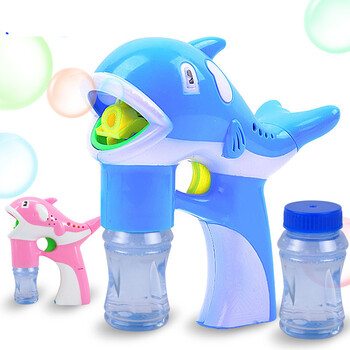 六一新品 大号电动海豚泡泡枪 2瓶水音乐灯光吹泡泡玩具 儿童泡泡枪