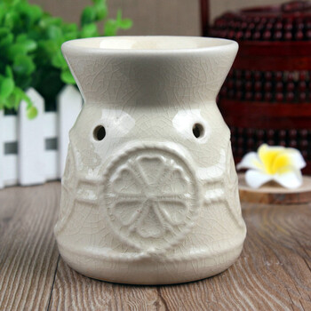 
                                        芳夕 冰裂陶瓷香薰炉 蜡烛香薰灯泰国工艺裂纹釉精油灯熏香 冰裂陶瓷香薰炉B9403米白                