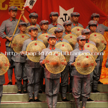 flowers 儿童斗笠帽 竹编斗笠 舞蹈用品道 红军斗笠 红军帽 桔色