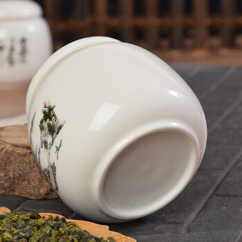 臻艺 陶瓷迷你茶叶罐茶罐 密封小号铁观音普洱茶缸便携储茶罐 小号茶叶包装盒可定制 花斑斜口罐大
