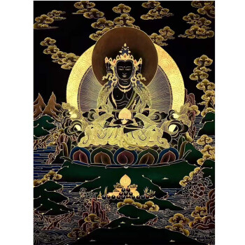 (尼泊尔)lama 精品18k纯金描金《大日如来 唐卡画师