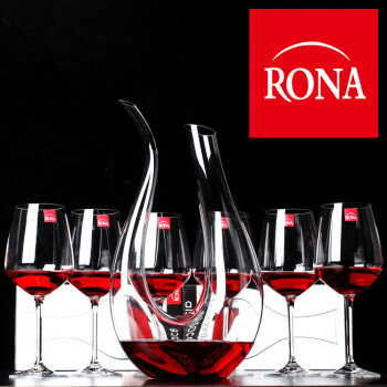 捷克进口RONA水晶醒酒器大号红酒杯套装高脚杯葡萄酒杯 波尔多七件套