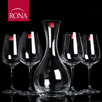 捷克进口洛娜RONA水晶醒酒器红酒杯高脚杯葡萄酒杯酒具 五件套/醒酒器+4个杯子