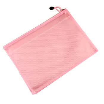 不舍天真双层彩色夹网袋拉链拉边袋磨砂防水文件袋可印logo10个包粉红