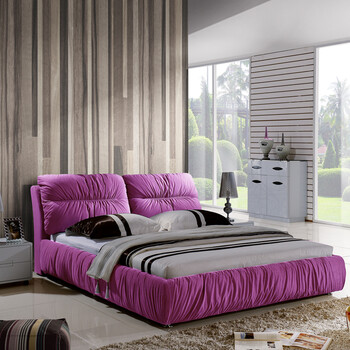 8米双人床 简约现代婚床 品牌小户型布床 可拆洗 粉红色 1500*1900