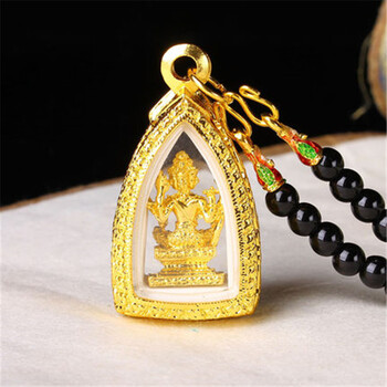 皇福缘 佛牌四面佛吊坠男女款佛像项链挂件平安吉祥挂坠 心形款