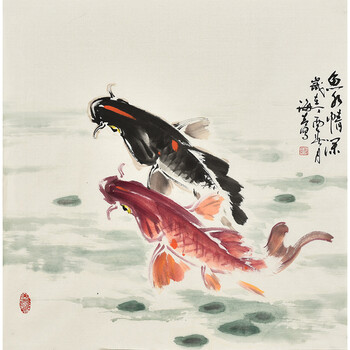 再传弟子 蒋海青《鱼水情深》06拍卖已结束当代实力山水画画家 陈刚