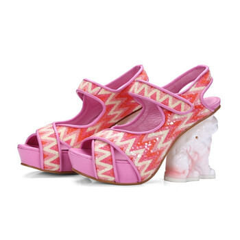 星湖2017夏季新款女凉鞋糖果色洛丽塔防水台凉鞋高跟女鞋 粉红 38