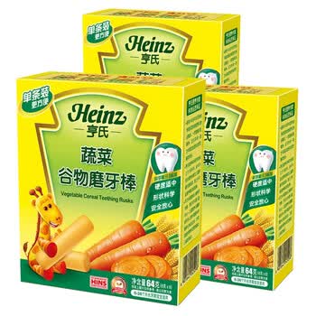 亨氏(heinz) 蔬菜磨牙棒64g(6-36个月适用) 3盒装