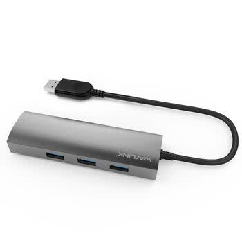 睿因（Wavlink）有线笔记本台式机千兆网卡以太网外置USB3.0扩展HUB3口分线器RJ45网线接口转换器 3031G