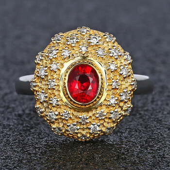 15ct莫桑比克无烧红宝石戒指18k金镶嵌钻石3张证书06拍卖已结束总计