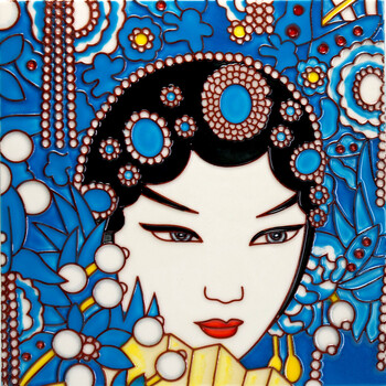 天资时尚创意手绘瓷板画挂画 中式家居饰品摆台 中国特色小礼品 京剧