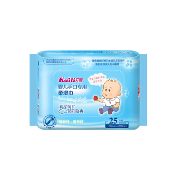 开丽（Kaili）婴儿手口柔湿巾 宝宝清洁湿纸巾新生儿纸巾25片装