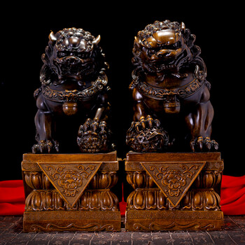 鑫大华威 狮子摆件家居客厅摆设狮子摆件工艺开业礼品 大号旺宅祥狮