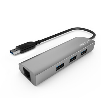 睿因（Wavlink）有线笔记本台式机千兆网卡以太网外置USB3.0扩展HUB3口分线器RJ45网线接口转换器 3031G