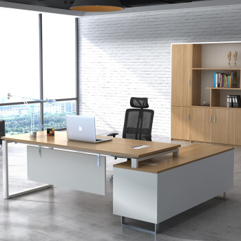 优郡 办公家具 老板桌 经理桌 主管桌 总裁桌 办公桌椅  现代简约 钢架 板式办公桌 1.8*0.8+配套椅子