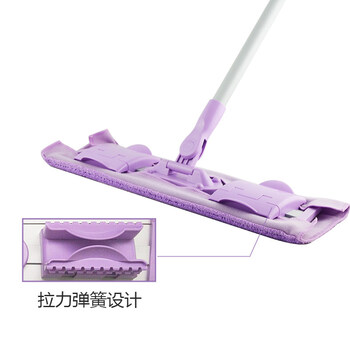 妙洁平板拖把45cm杆长128共1布夹布家用一拖净大懒人拖地