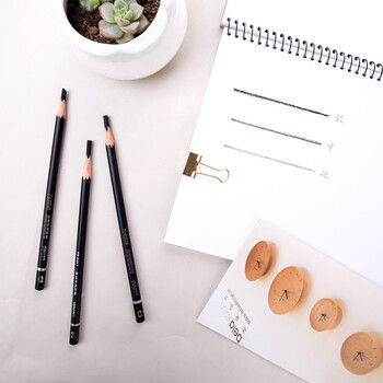 得力（deli）58120美术素描炭笔石墨铅笔软款12支盒装专业绘画手绘素描彩绘软款画画