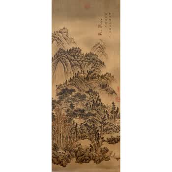 1409 王原祁 《深山行旅图》  嘉庆御览之宝,多人收藏印章.