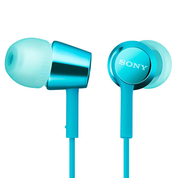 索尼（SONY） MDR-EX155AP 入耳式耳机有线带麦立体声线控手机电脑适用 浅蓝色 618 520礼物