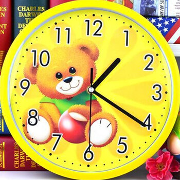 客厅挂钟卧室书房扫秒机芯石英时钟儿童房家装软饰钟饰 26cm毛绒熊 12