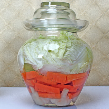 苏立得 泡菜坛子 玻璃加厚无铅家用透明密封储物罐大号圆口腌菜腌蛋缸