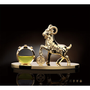 奥迪a1 a3 a4l a5 a6l q3 q5 q7车用汽车香水摆件创意水晶座式 金羊