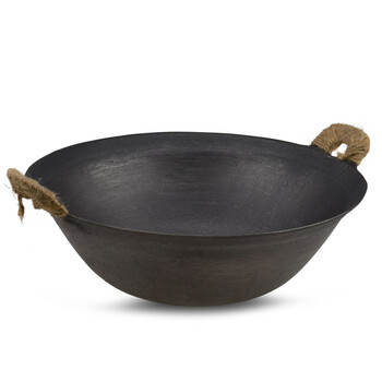 家用老式铸铁锅无涂层双耳生铁炒锅圆底炒菜锅老铁锅炖菜燃气锅具