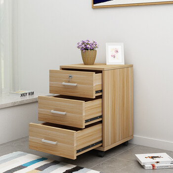 贺加利 办公家具桌下文件柜资料柜板式活动柜抽屉柜小柜子三抽柜 浅