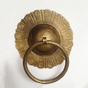 临宝得乐 铜配件大门铜门环 兽面拉手虎头铺首门钌铞 黄铜色