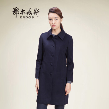 鄂尔多斯 山羊绒 女羊绒大衣 时尚领型 大师设计 |8470792 黑 170/92A