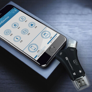 虎克oppor11手机读卡器多功能合一安卓苹果tf/sd卡 黑色