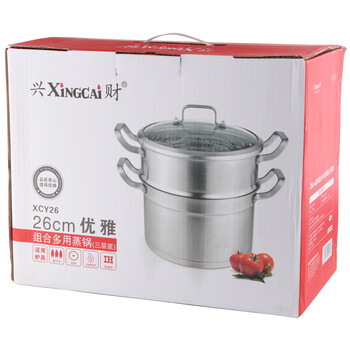 
                                        
                                                            【京东发】兴财蒸锅304不锈钢家用复底锅26cm 26cm加厚款                