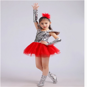 儿童爵士舞演出服现代舞服装亮片女童公主裙蓬蓬纱裙走秀表演服好 120