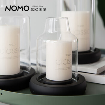 
                                        北欧国度 NOMO 现代简约玻璃烛台摆件 烛光晚餐婚庆道具玻璃罩子摆设 纯色中号套装                
