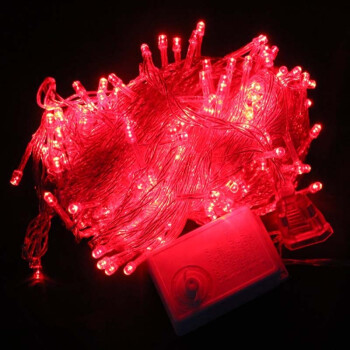 京唐 春节装饰灯 LED节日彩灯10米85头带尾插彩色闪灯串灯 红色