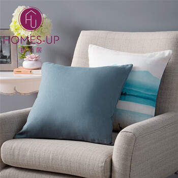 Homesup 捷尚居 惬意自然亚麻素色靠垫套 沙发抱枕 不含芯 灰色 45cm*45cm