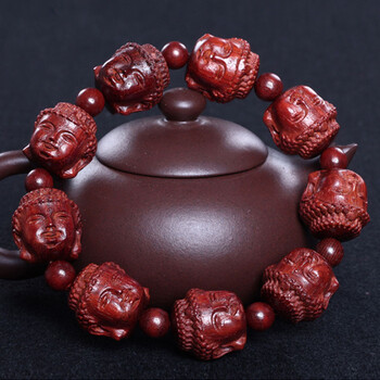 印度小叶紫檀 雕刻珠 人头珠 菩萨佛珠 手串 20mm*9颗