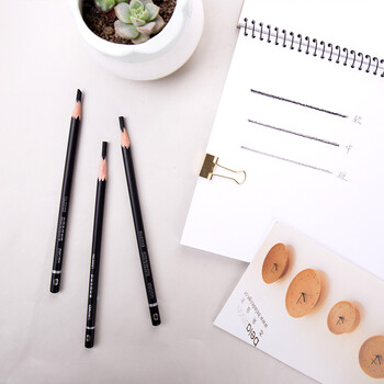 得力（deli）硬款12支盒装58122美术素描炭笔石墨铅笔专业美术绘画素描涂鸦勾线画笔硬款热门商品