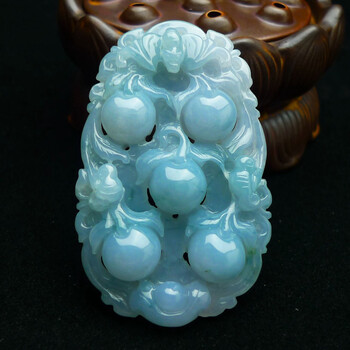 英明珠宝 精雕五福临门吊坠 40.55g