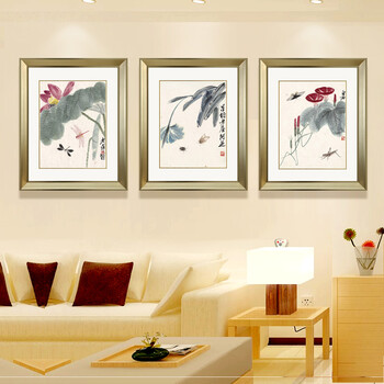 
                                        吉运来客厅装饰画卧室墙画沙发背景挂画餐厅走廊玄关床头壁画中式有框国画齐白石 香槟银款6单幅标价 要三幅请拍3件 外框尺寸33*40cm                