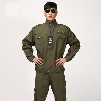 军装棉水洗外军服休闲男式劳保工作服军绿色套装 军绿色 180